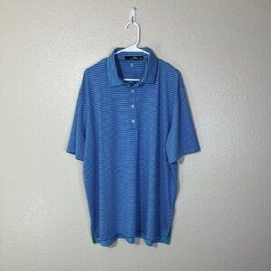 RLX Ralph Lauren Blue Striped Wicking Stretch Golf Polo Shirt XL